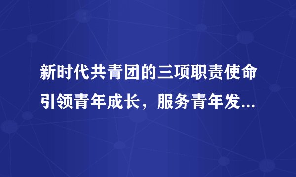 新时代共青团的三项职责使命引领青年成长，服务青年发展，代表青年群体