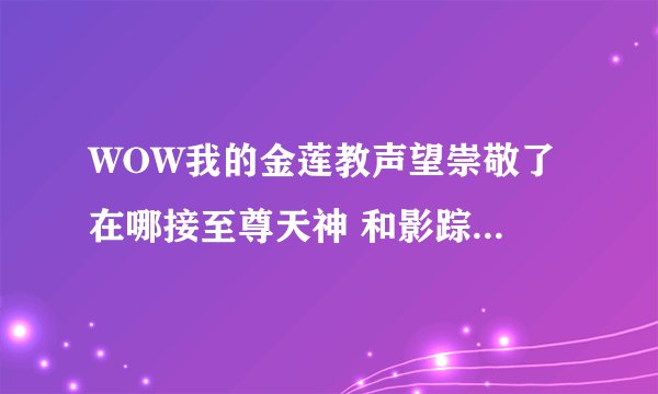 WOW我的金莲教声望崇敬了 在哪接至尊天神 和影踪派的日常啊