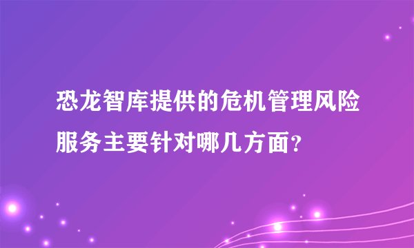 恐龙智库提供的危机管理风险服务主要针对哪几方面？