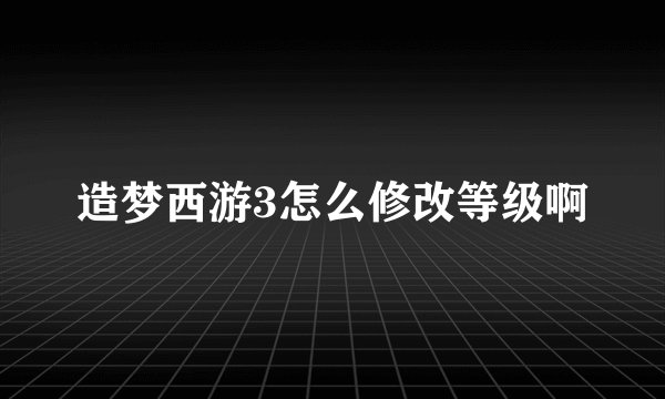 造梦西游3怎么修改等级啊