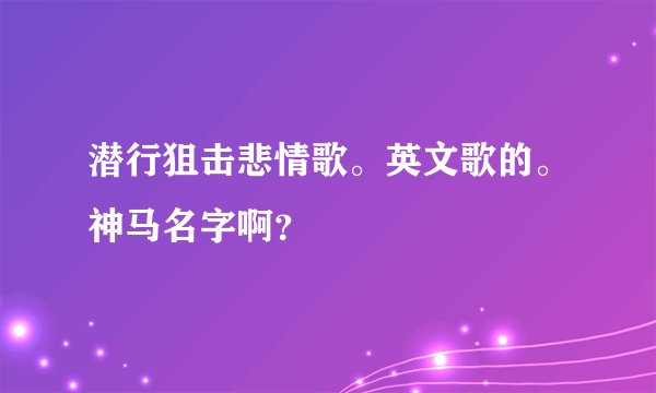 潜行狙击悲情歌。英文歌的。神马名字啊？