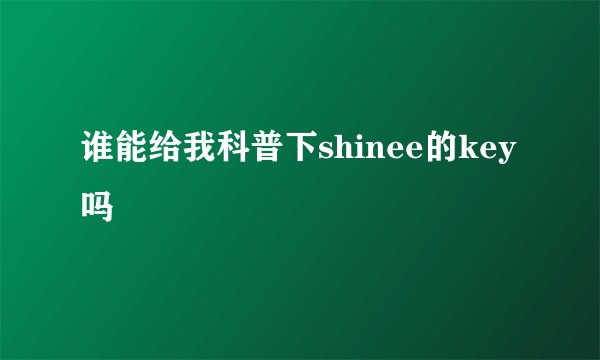 谁能给我科普下shinee的key吗