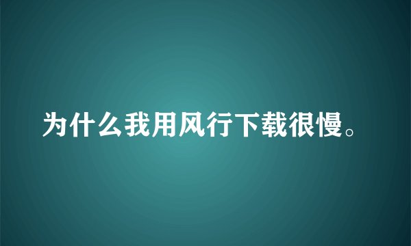 为什么我用风行下载很慢。
