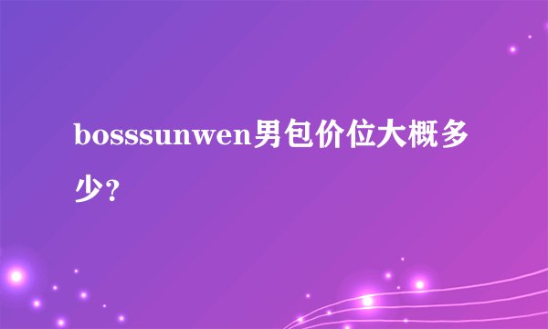 bosssunwen男包价位大概多少？