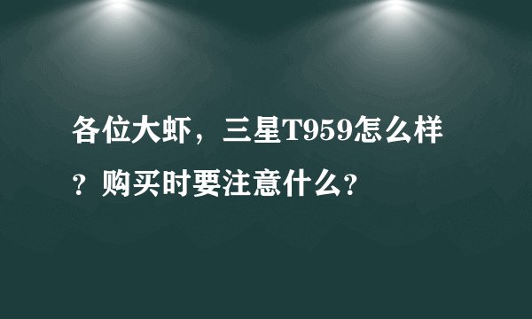 各位大虾，三星T959怎么样？购买时要注意什么？
