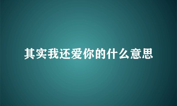 其实我还爱你的什么意思