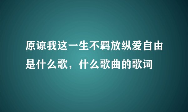 原谅我这一生不羁放纵爱自由是什么歌，什么歌曲的歌词