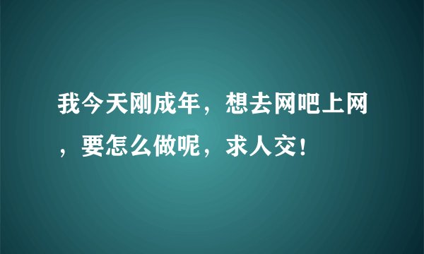 我今天刚成年，想去网吧上网，要怎么做呢，求人交！