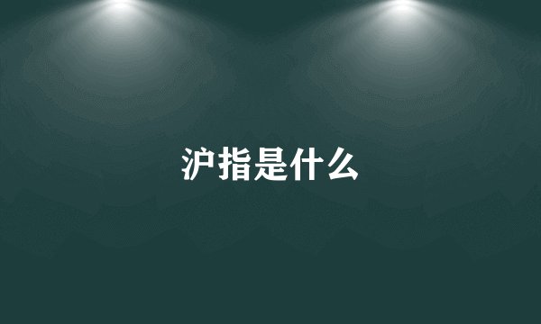 沪指是什么