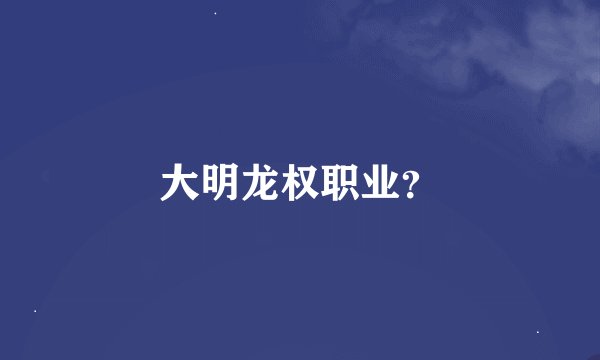 大明龙权职业？