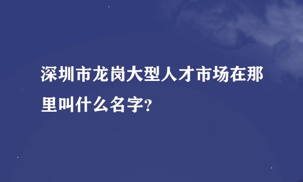 深圳市龙岗大型人才市场在那里叫什么名字？