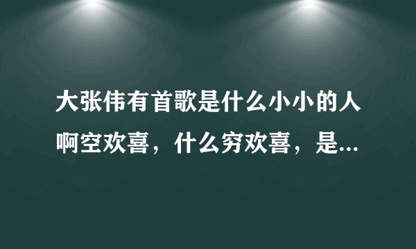 大张伟有首歌是什么小小的人啊空欢喜，什么穷欢喜，是哪首歌？