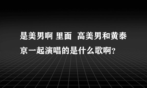 是美男啊 里面  高美男和黄泰京一起演唱的是什么歌啊？