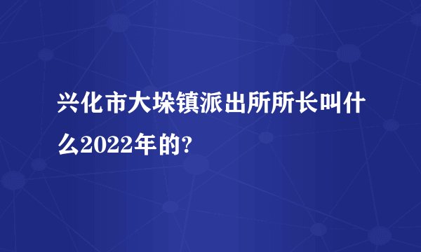 兴化市大垛镇派出所所长叫什么2022年的?