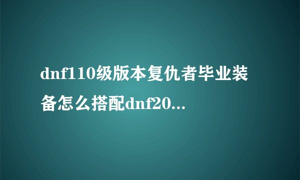 dnf110级版本复仇者毕业装备怎么搭配dnf2021复仇者100级毕业装备