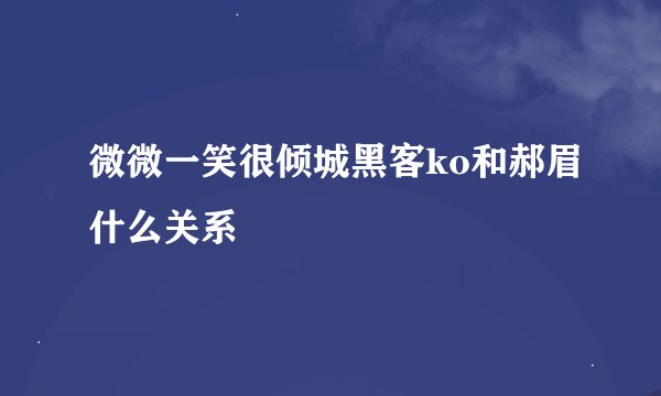 微微一笑很倾城黑客ko和郝眉什么关系