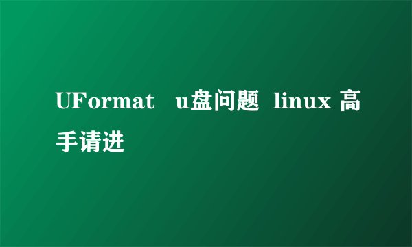 UFormat   u盘问题  linux 高手请进