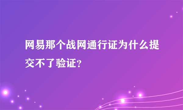 网易那个战网通行证为什么提交不了验证？