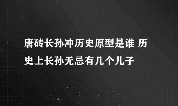 唐砖长孙冲历史原型是谁 历史上长孙无忌有几个儿子