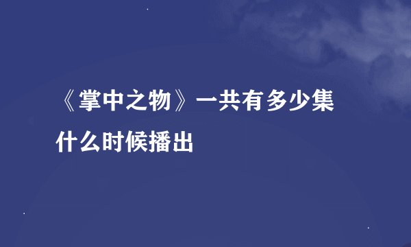 《掌中之物》一共有多少集 什么时候播出