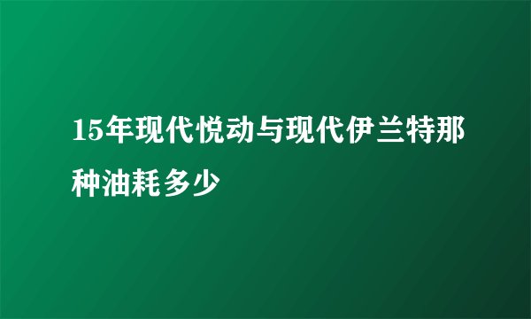 15年现代悦动与现代伊兰特那种油耗多少