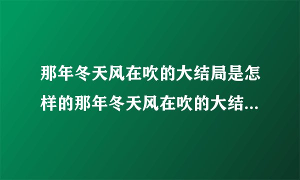 那年冬天风在吹的大结局是怎样的那年冬天风在吹的大结局是怎样的呢