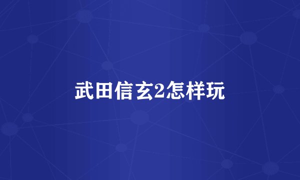 武田信玄2怎样玩