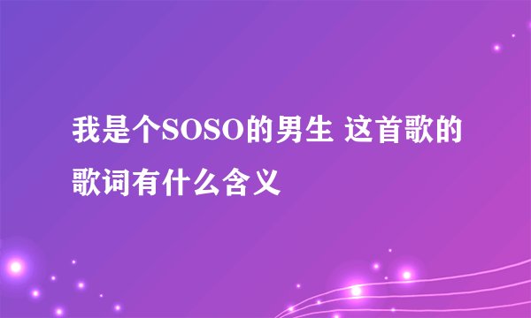 我是个SOSO的男生 这首歌的歌词有什么含义
