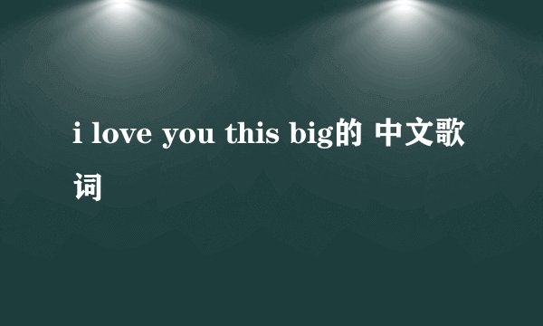i love you this big的 中文歌词