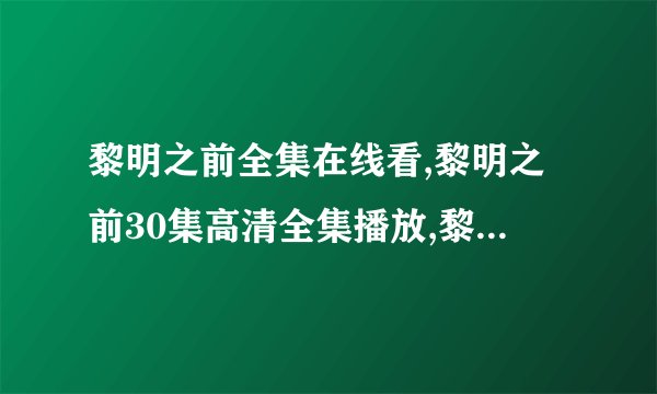 黎明之前全集在线看,黎明之前30集高清全集播放,黎明之前电视剧全集下载