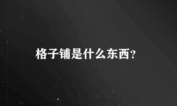 格子铺是什么东西？