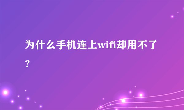 为什么手机连上wifi却用不了？