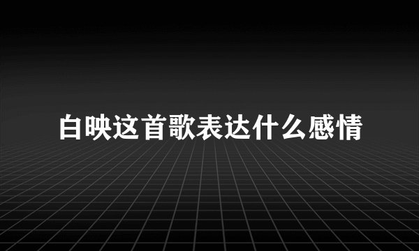 白映这首歌表达什么感情