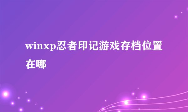 winxp忍者印记游戏存档位置在哪
