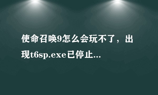 使命召唤9怎么会玩不了，出现t6sp.exe已停止工作，求解决