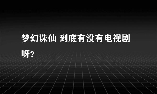 梦幻诛仙 到底有没有电视剧呀？