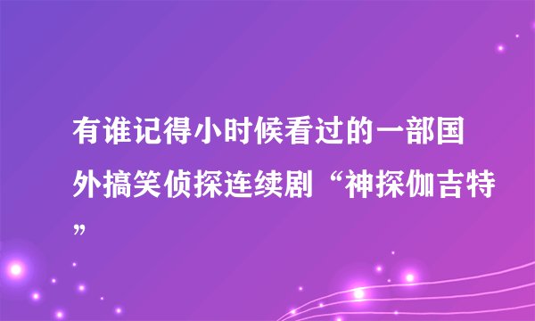 有谁记得小时候看过的一部国外搞笑侦探连续剧“神探伽吉特”