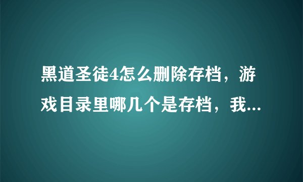黑道圣徒4怎么删除存档，游戏目录里哪几个是存档，我已经都通关了想重玩，