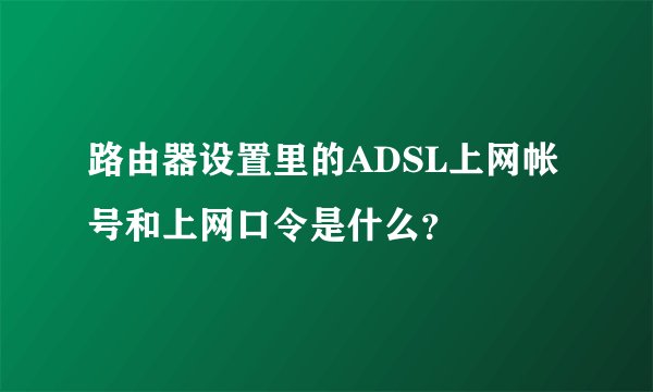 路由器设置里的ADSL上网帐号和上网口令是什么？