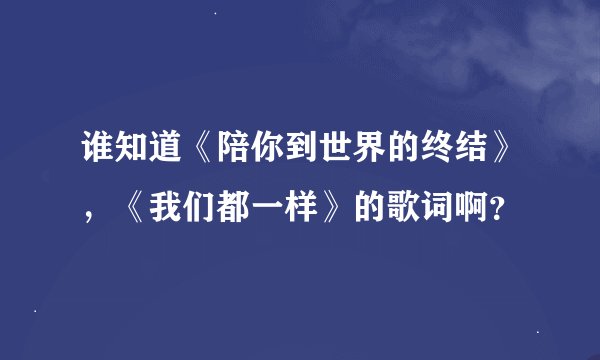 谁知道《陪你到世界的终结》，《我们都一样》的歌词啊？