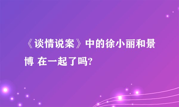 《谈情说案》中的徐小丽和景博 在一起了吗?