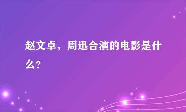 赵文卓，周迅合演的电影是什么？