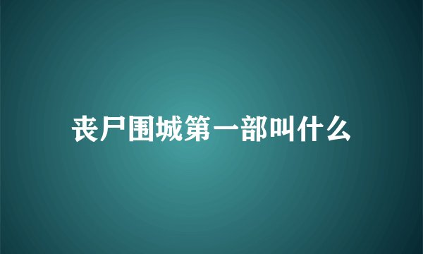 丧尸围城第一部叫什么