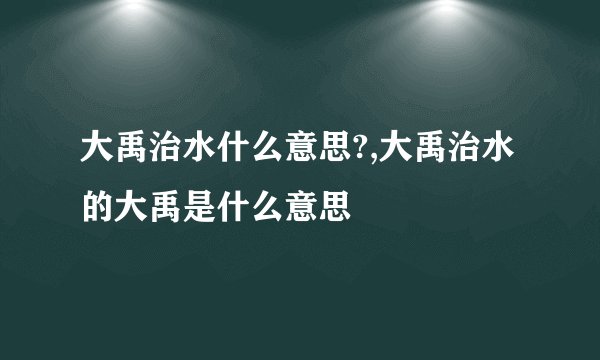 大禹治水什么意思?,大禹治水的大禹是什么意思