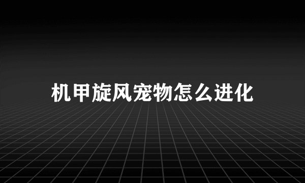 机甲旋风宠物怎么进化