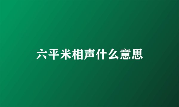 六平米相声什么意思