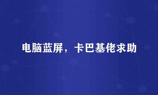 电脑蓝屏，卡巴基佬求助