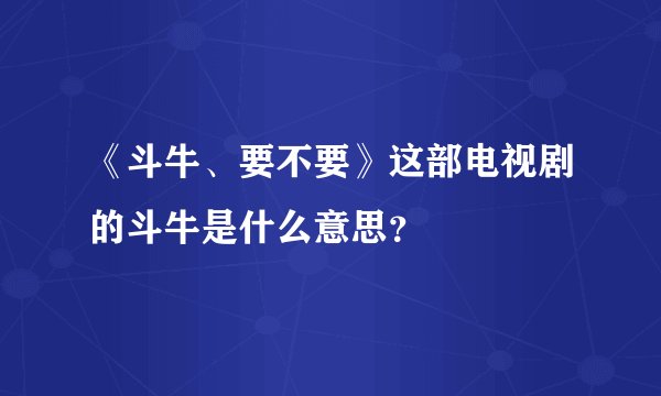 《斗牛、要不要》这部电视剧的斗牛是什么意思？