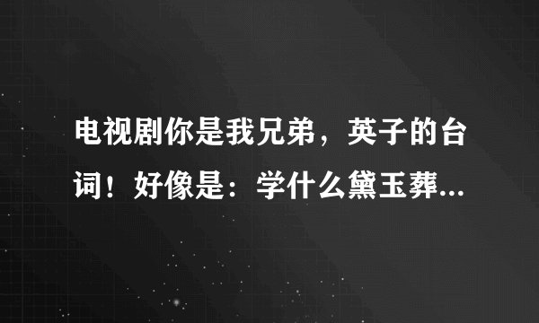 电视剧你是我兄弟，英子的台词！好像是：学什么黛玉葬花。。等等。 具体的台词是什么？求助求助！
