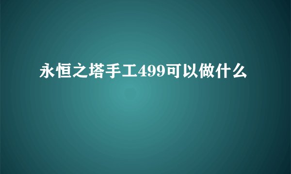永恒之塔手工499可以做什么